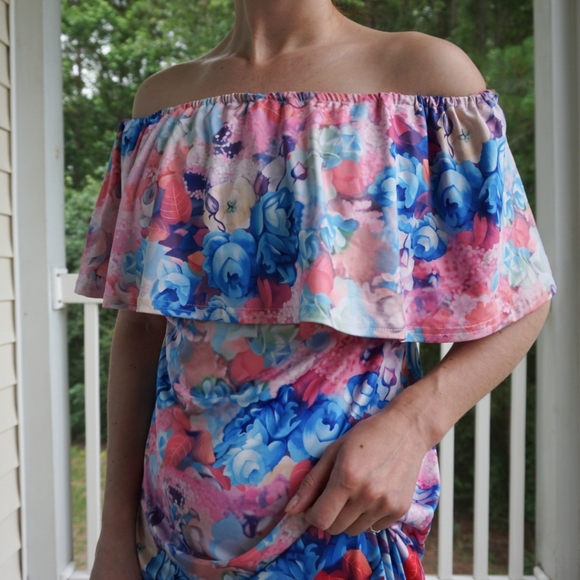 VTG Pastel Floral Maxi Dress - Picture 2 of 4